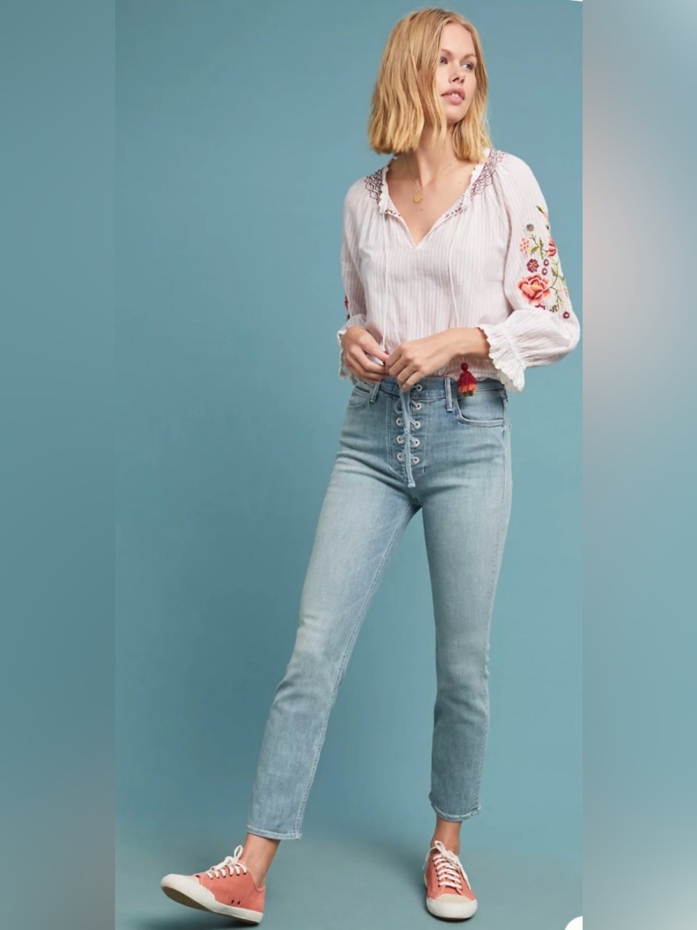 MOTHER The Lace Up Dazzler Ankle Jeans Size 30